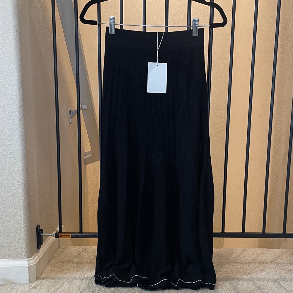 COS Black Maxi Skirt with White Trim XS